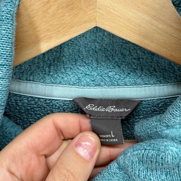 Eddie Bauer Sweater Pullover Women L Large Blue Knit Long Sleeve High Neck - Picture 3 of 7